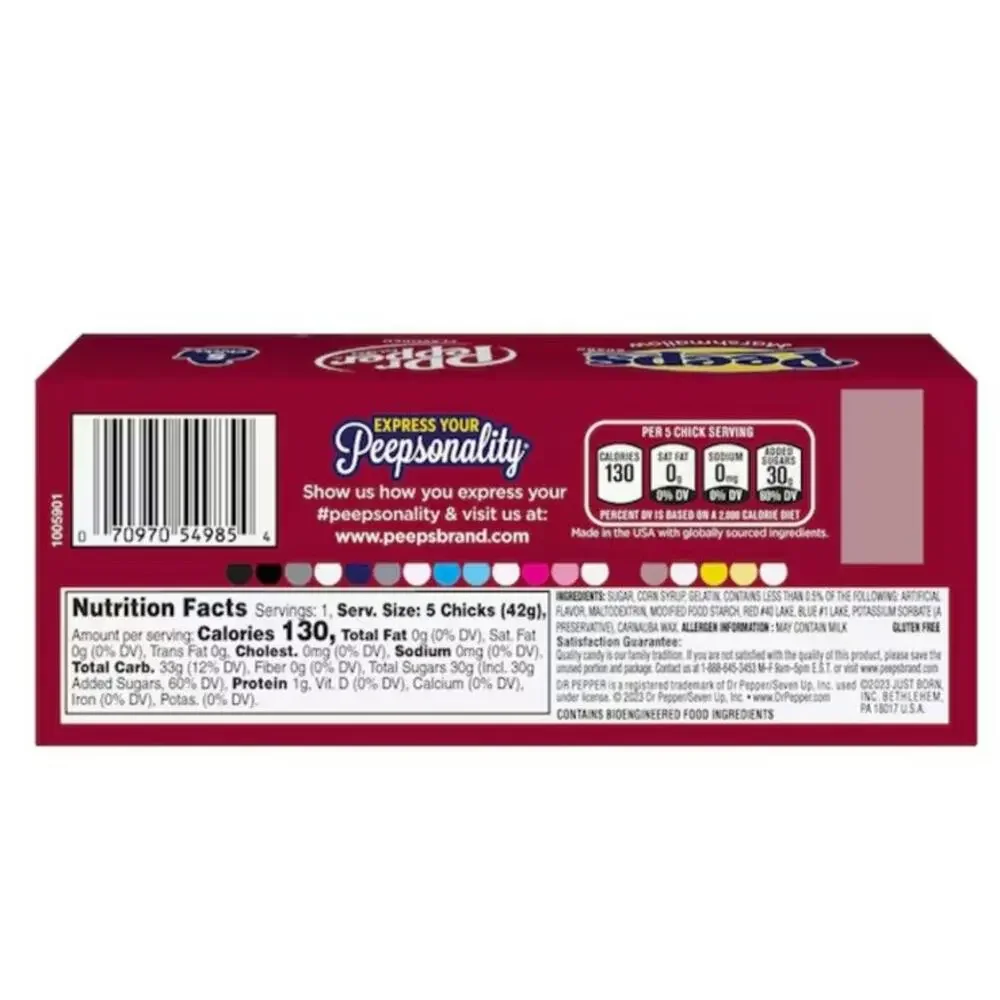 Dr Pepper Flavor Peeps Marshmallow Chicks Lot of 2 Packs of 5- GLUTEN & FAT FREE